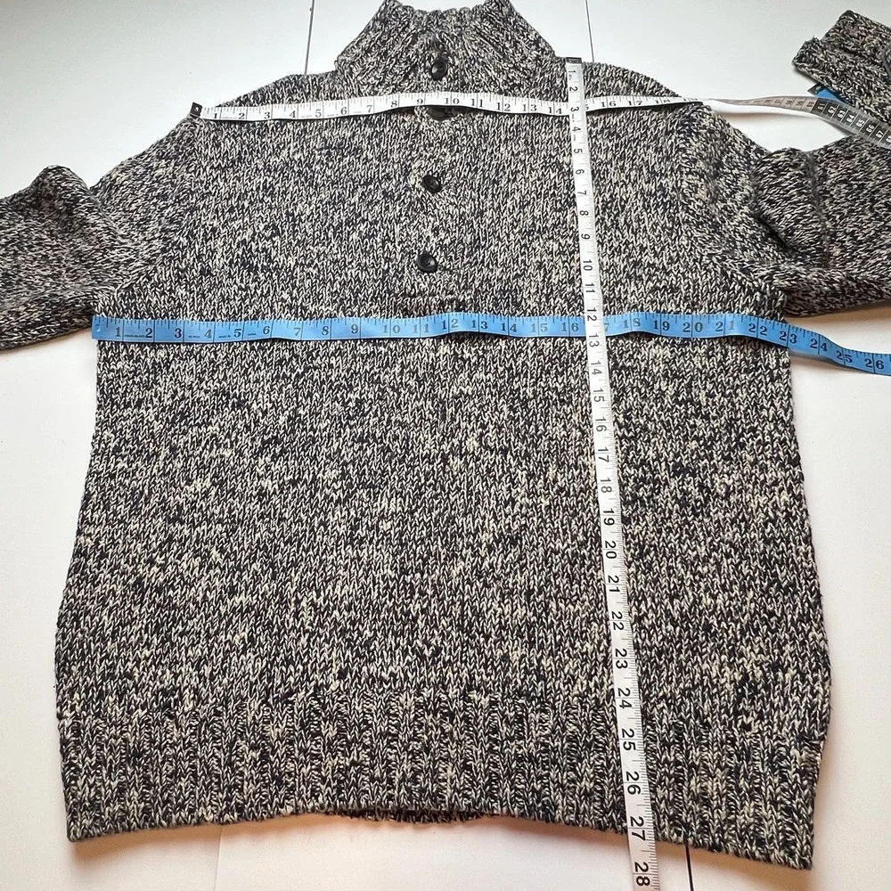 Polo By  Ralph Lauren Men's Blue/Beige Henley Style Heavy Cotton Sweater Size XL